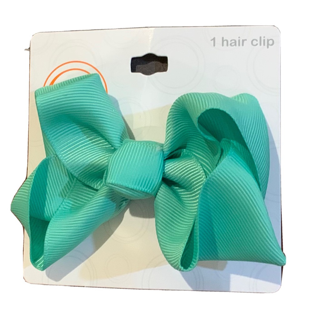 Wonder Nation Hair Bow with Alligator Clip Green New in Package Grosgrain Cute